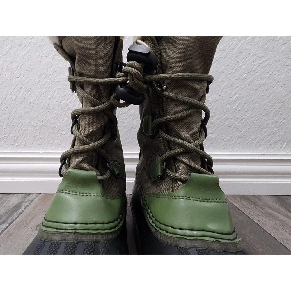 Boys Sorel Boots Sz 5 Youth Pac Winter Waterproof Green Mid Calf Snow